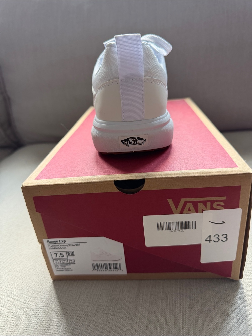 Vans White Low-Top Canvas Sneakers with Rubber Toe - Picture 4 of 5